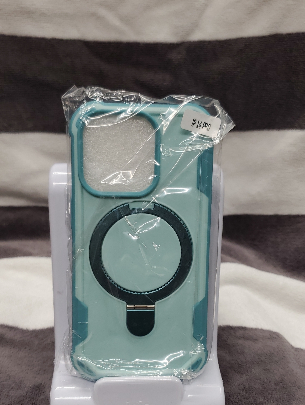 Teal Protective Phone Case with Integrated Ring Stand